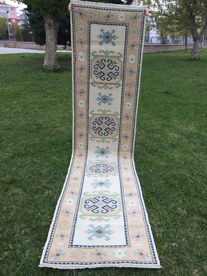 Beige Turkish Runner Rug 3' x 11' Hand-Knotted view