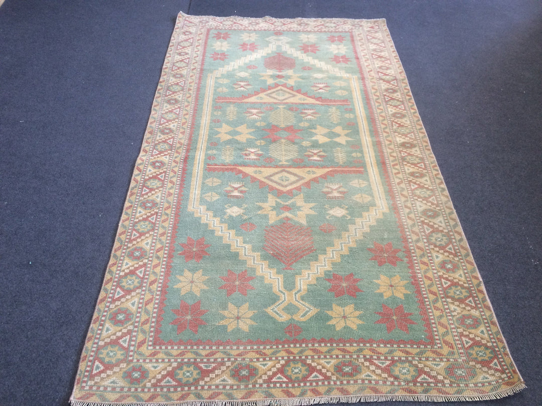 Rust Turkish Oushak Rug Hand-Knotted reverse