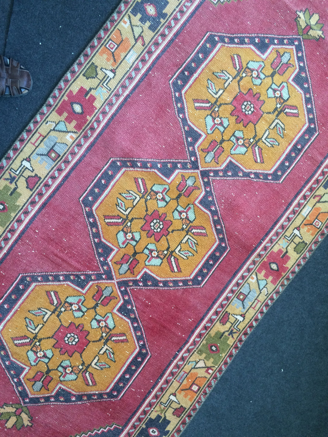 Beige Turkish Runner Rug 3' x 9' 4" Hand-Knotted field