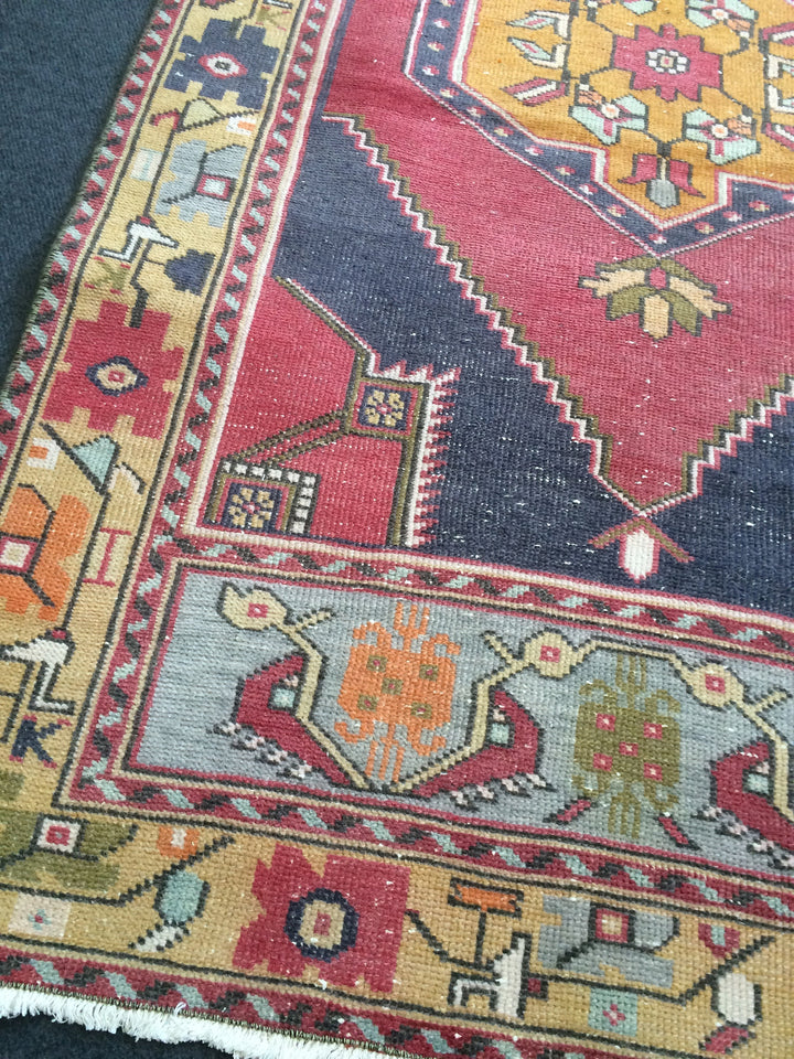 Beige Turkish Runner Rug 3' x 9' 4" Hand-Knotted reverse