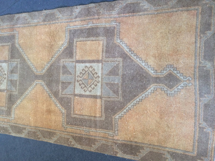 Beige Turkish Runner Rug 3' 10" x 12' 2" Hand-Knotted pattern
