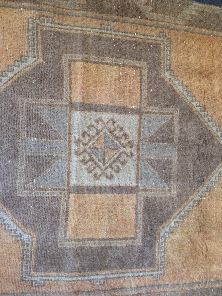 Beige Turkish Runner Rug 3' 10" x 12' 2" Hand-Knotted field