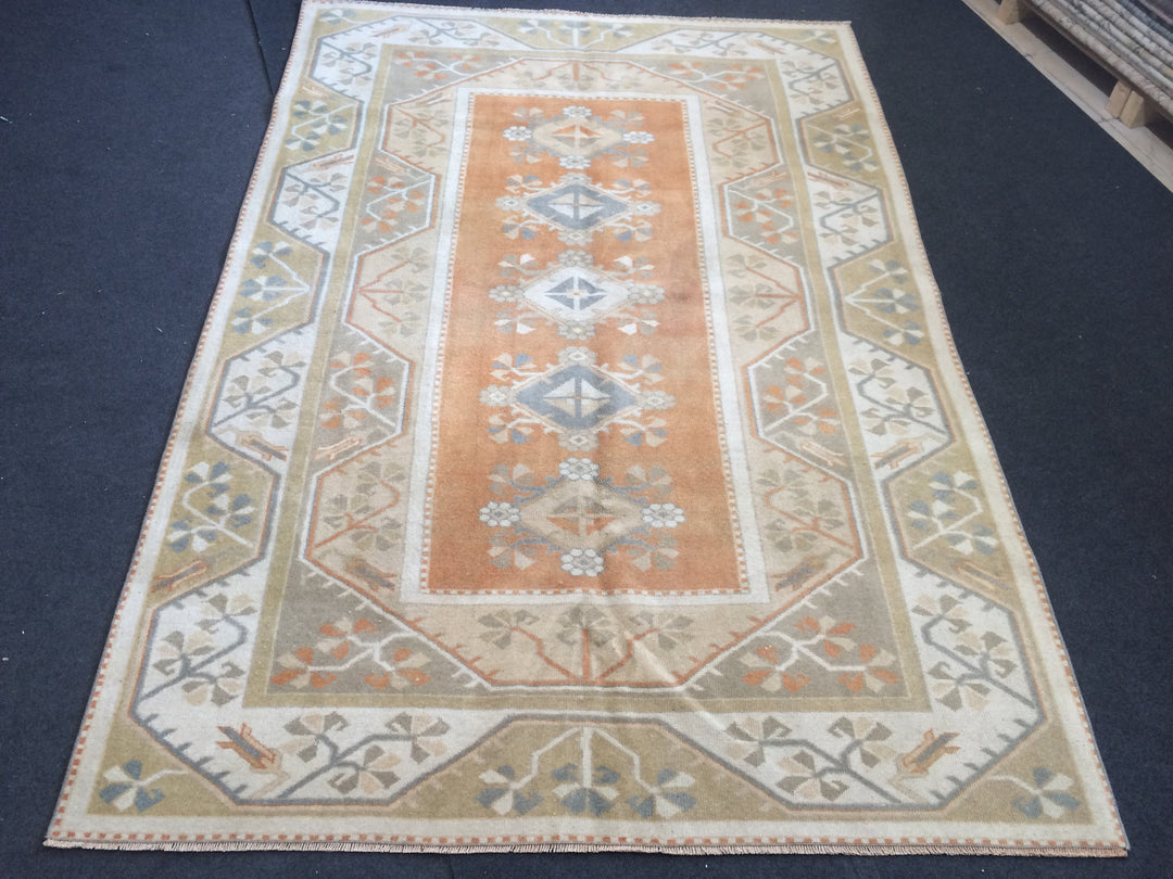 Rust Turkish Oushak Rug Hand-Knotted