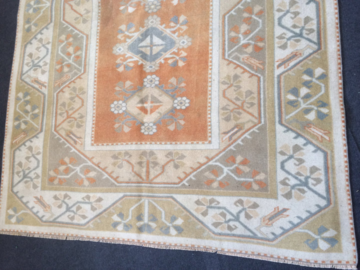 Rust Turkish Oushak Rug Hand-Knotted field