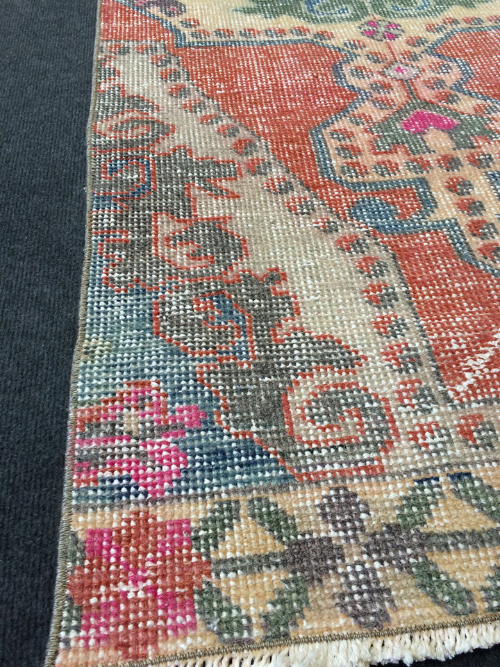 Turkish Oushak Runner Rug 2'8" x 10'1" Hand-Knotted field