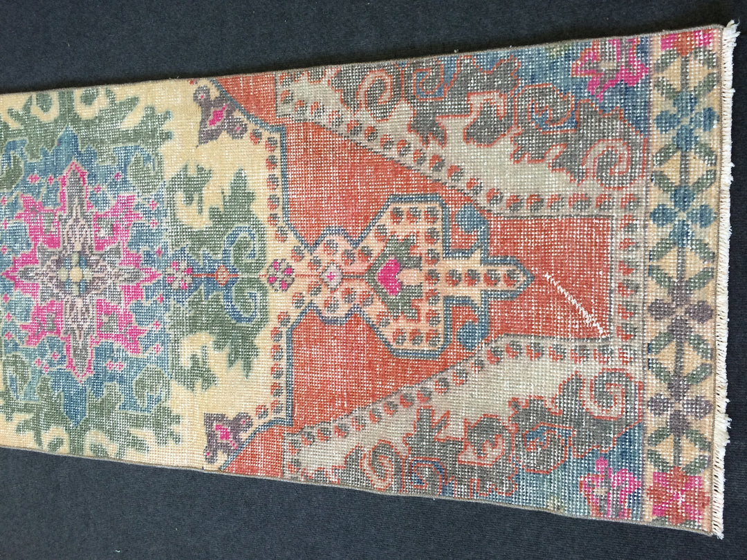 Turkish Oushak Runner Rug 2'8" x 10'1" Hand-Knotted border