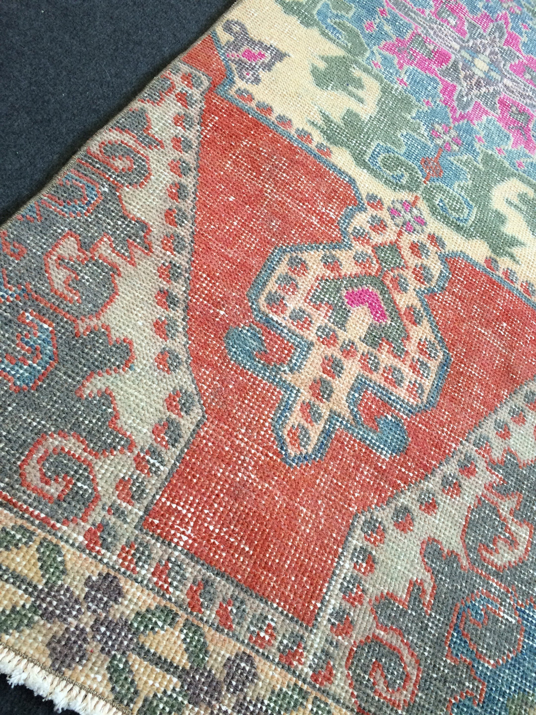 Turkish Oushak Runner Rug 2'8" x 10'1" Hand-Knotted reverse