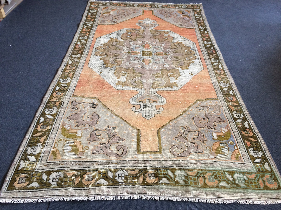 Tan Turkish Tribal Rug Hand-Knotted