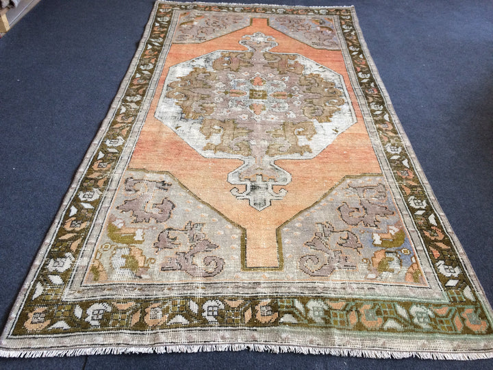 Tan Turkish Tribal Rug Hand-Knotted