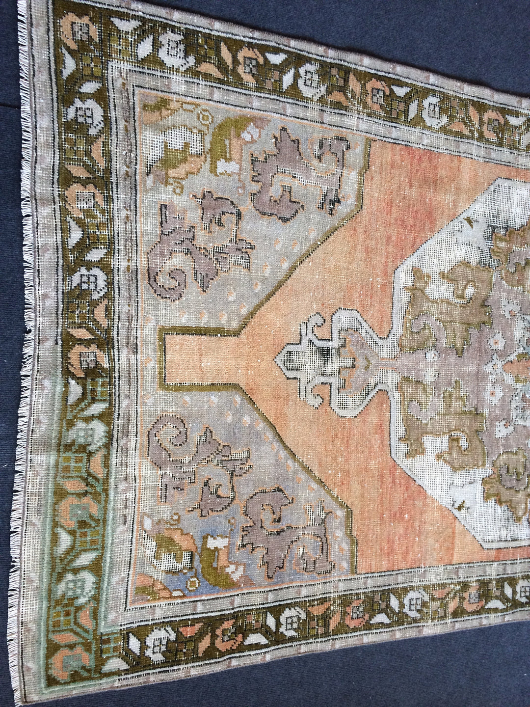 Tan Turkish Tribal Rug Hand-Knotted view
