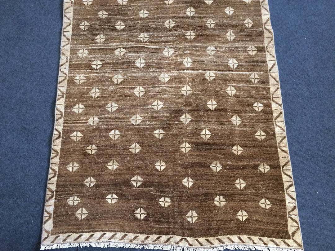 Rust Turkish Oushak Rug Rust Runner Rug Hand-Knotted close-up
