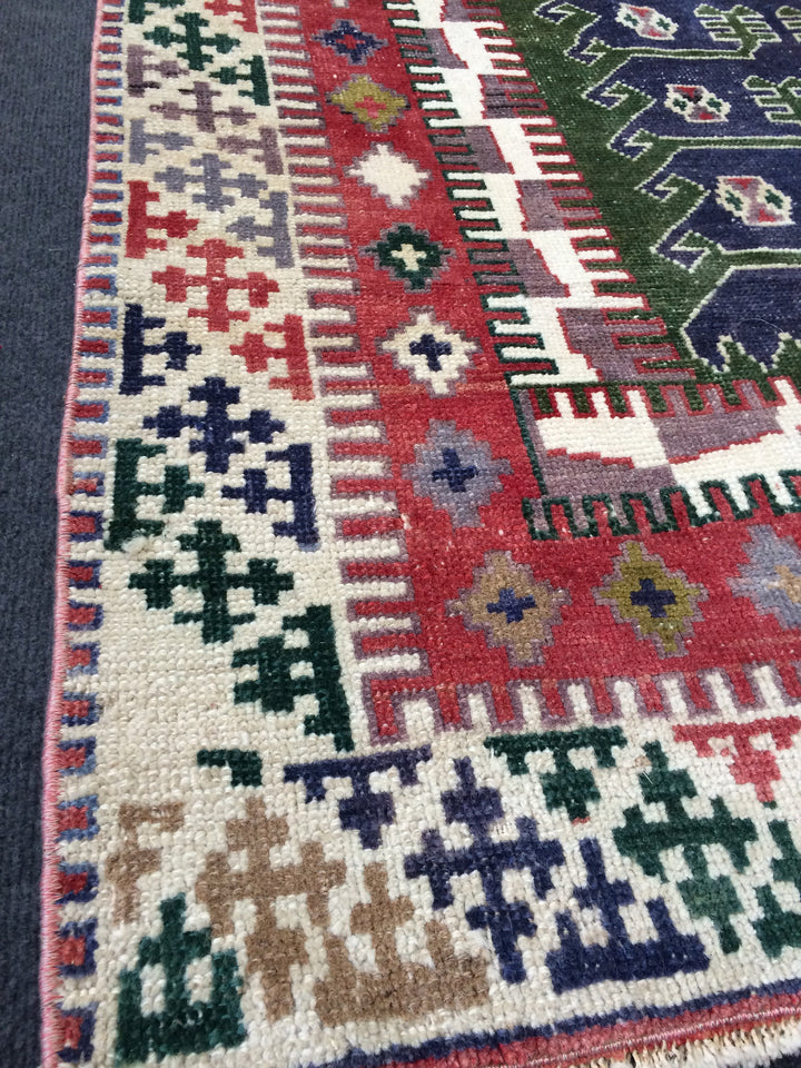 Rust Turkish Oushak Rug Runner Hand-Knotted border