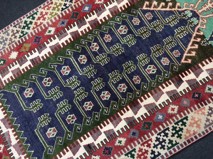 Rust Turkish Oushak Rug Runner Hand-Knotted close-up