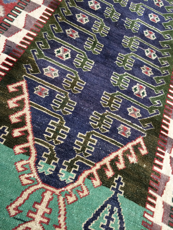 Rust Turkish Oushak Rug Runner Hand-Knotted reverse