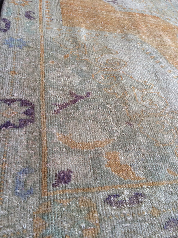 Turkish Oushak Runner Rug 2'7" x 9'10" Hand-Knotted pattern