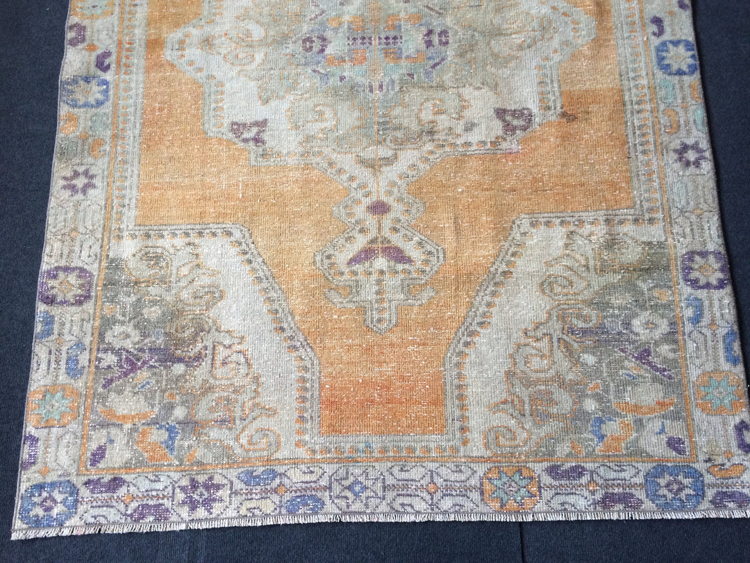 Turkish Oushak Runner Rug 2'7" x 9'10" Hand-Knotted reverse
