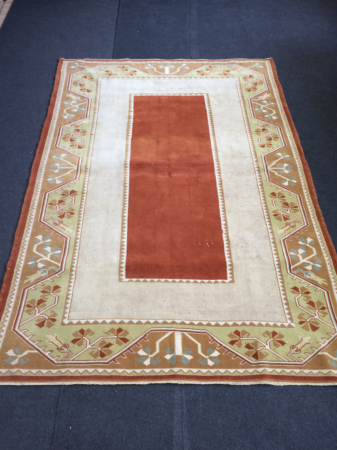 Beige Turkish Runner Rug 5' x 7' 8" Hand-Knotted | No. WR42492