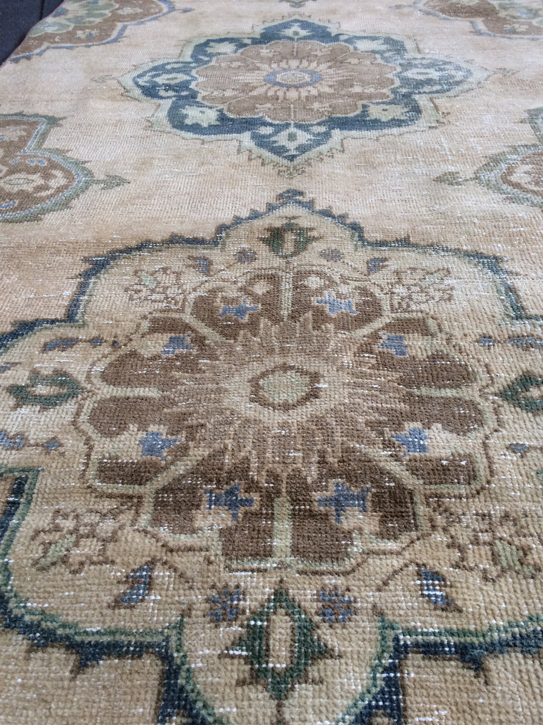 Beige Turkish Runner Rug 3' x 9' Hand-Knotted reverse