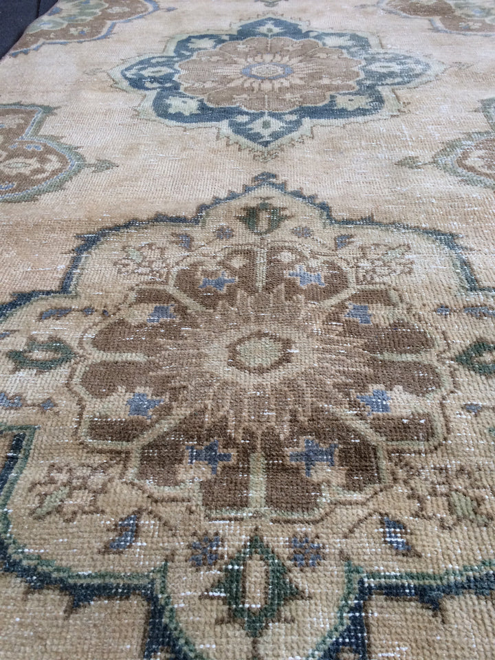 Beige Turkish Runner Rug 3' x 9' Hand-Knotted reverse
