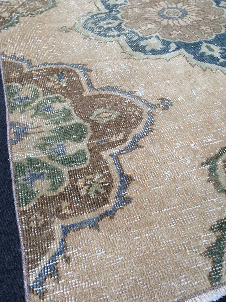 Beige Turkish Runner Rug 3' x 9' Hand-Knotted border