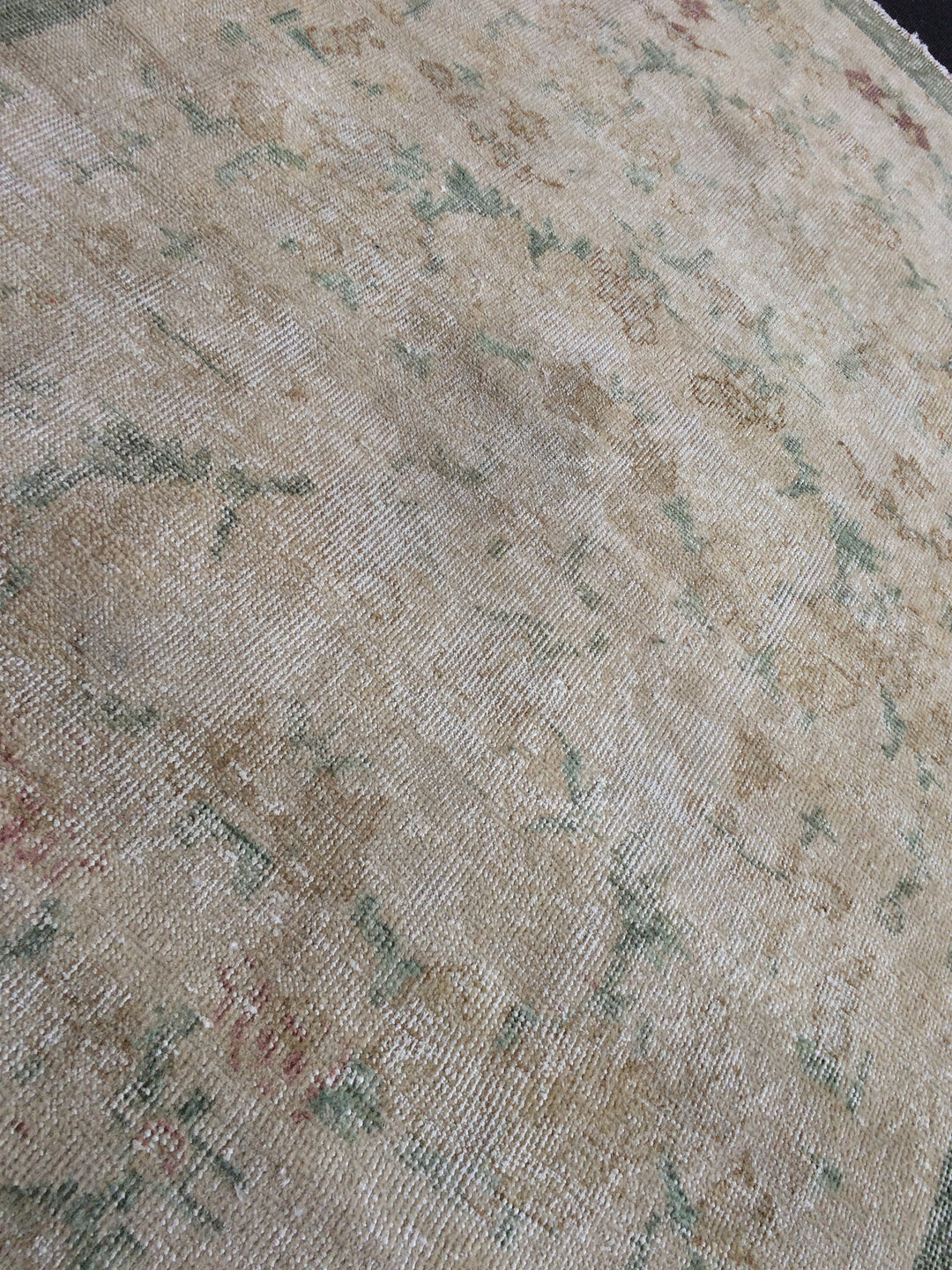 Rust Turkish Oushak Rug Hand-Knotted reverse