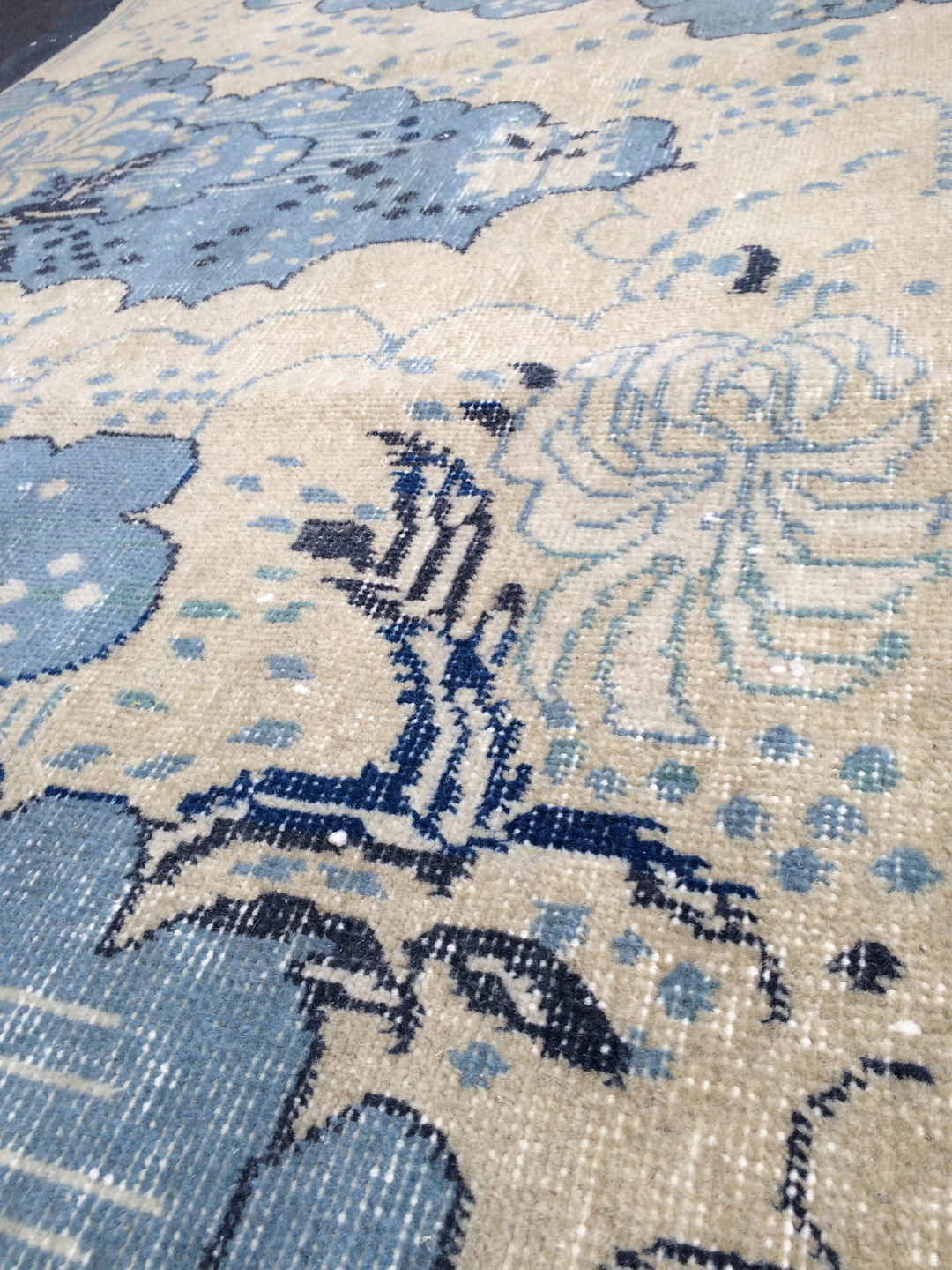 Rust Turkish Oushak Rug Runner Hand-Knotted reverse