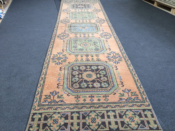Beige Turkish Runner Rug 2' 11" x 11' 5" Hand-Knotted