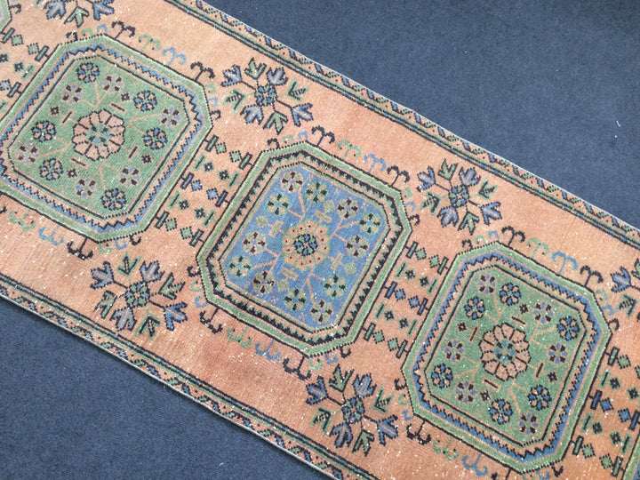 Beige Turkish Runner Rug 2' 11" x 11' 5" Hand-Knotted pattern