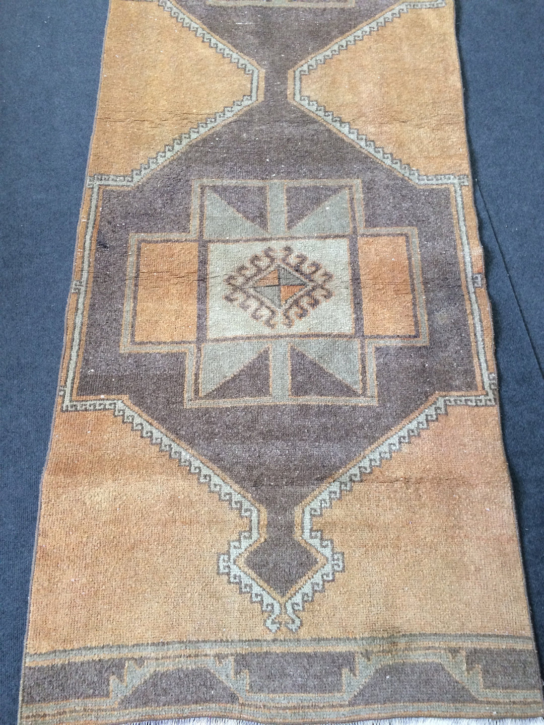 Beige Turkish Runner Rug 3' x 13' Hand-Knotted close-up
