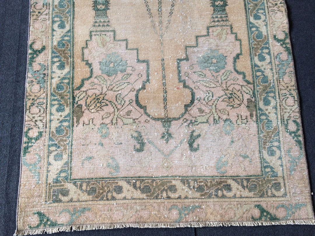 Rust Turkish Oushak Rug 2'7" x 12'2" Hand-Knotted pattern