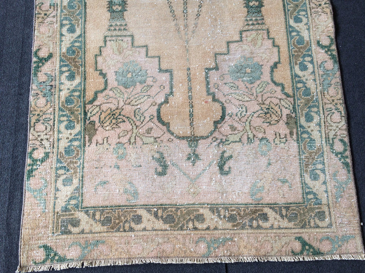 Rust Turkish Oushak Rug 2'7" x 12'2" Hand-Knotted pattern