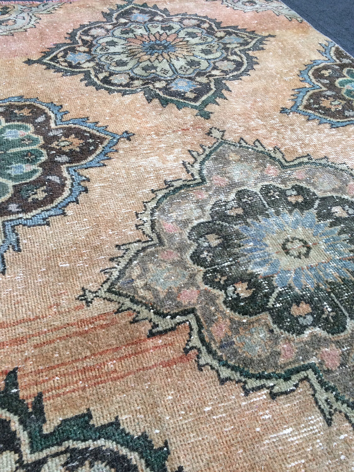 Turkish Oushak Runner Rug 2'7" x 9'10" Hand-Knotted field