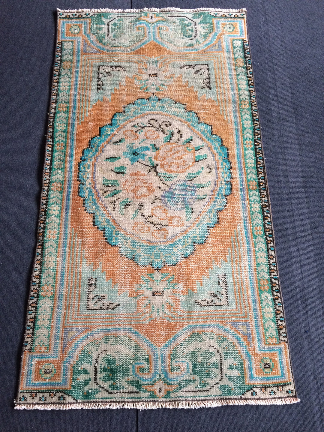 Beige Turkish Distressed Runner Rug 2' 10" x 5' Hand-Knotted | No. WR37080
