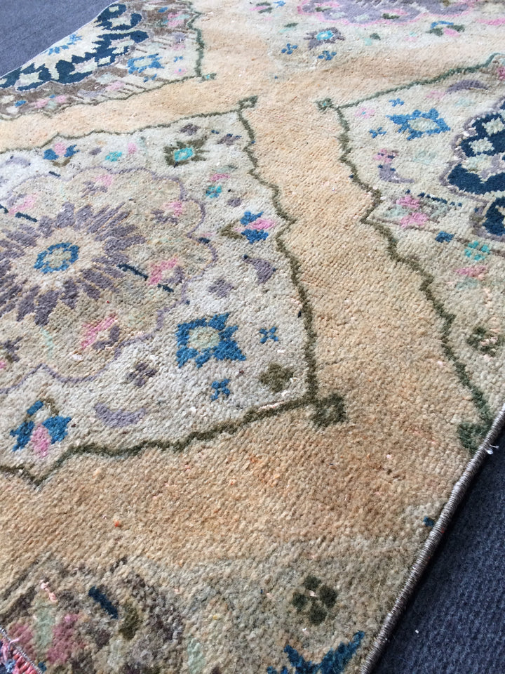 Turkish Oushak Rug Hand-Knotted border