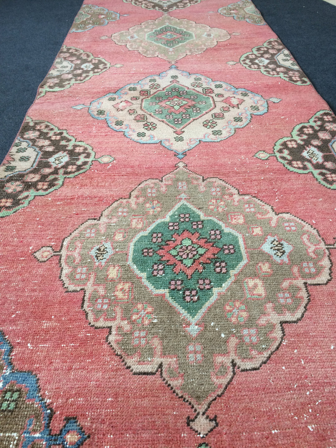 Beige Turkish Runner Rug 3' x 12' 6" Hand-Knotted texture