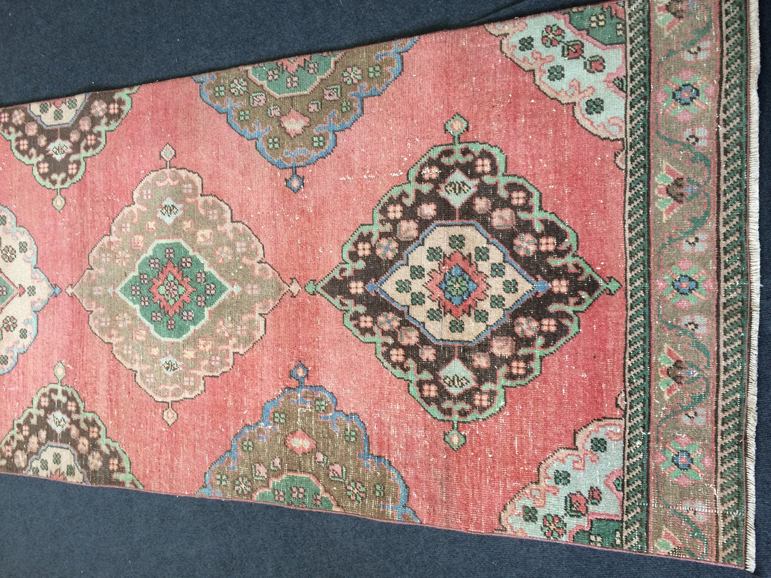 Beige Turkish Runner Rug 3' x 12' 6" Hand-Knotted border