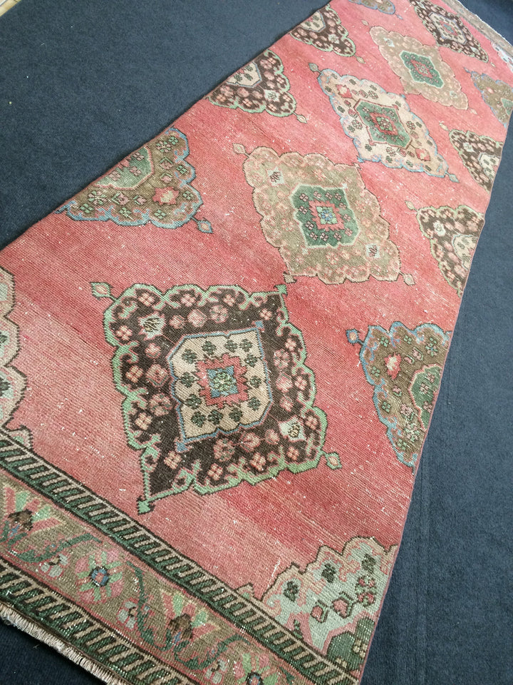 Beige Turkish Runner Rug 3' x 12' 6" Hand-Knotted detail