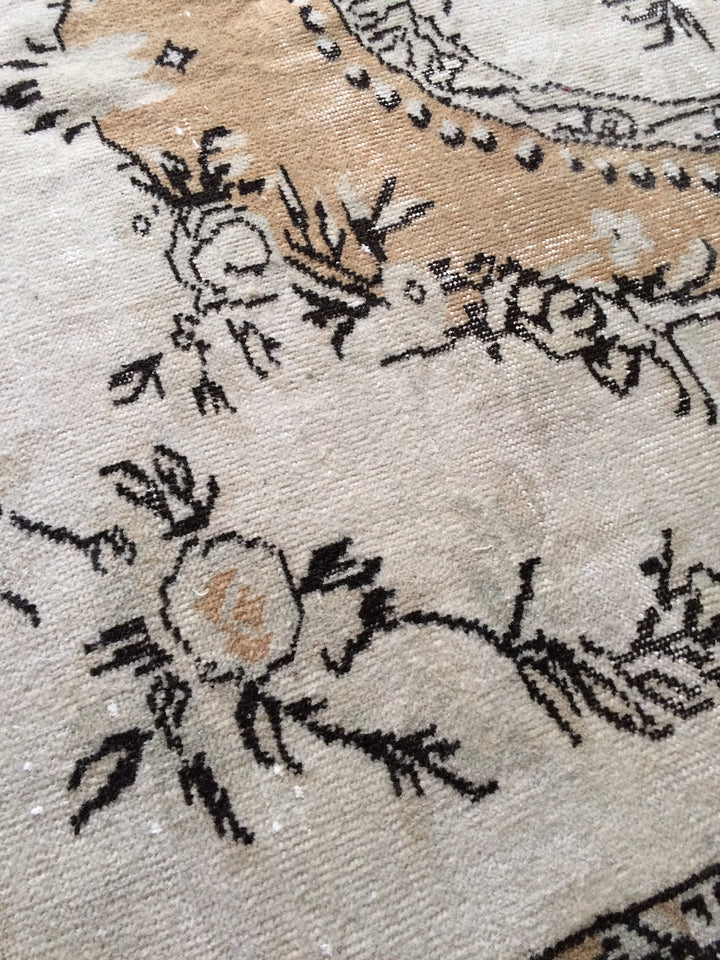 Beige Turkish Runner Rug 6' 5" x 9' 10" Hand-Knotted reverse