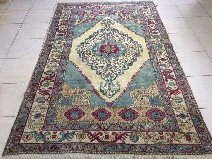 Tan Turkish Oushak Rug 4' 5" x 7' Hand-Knotted