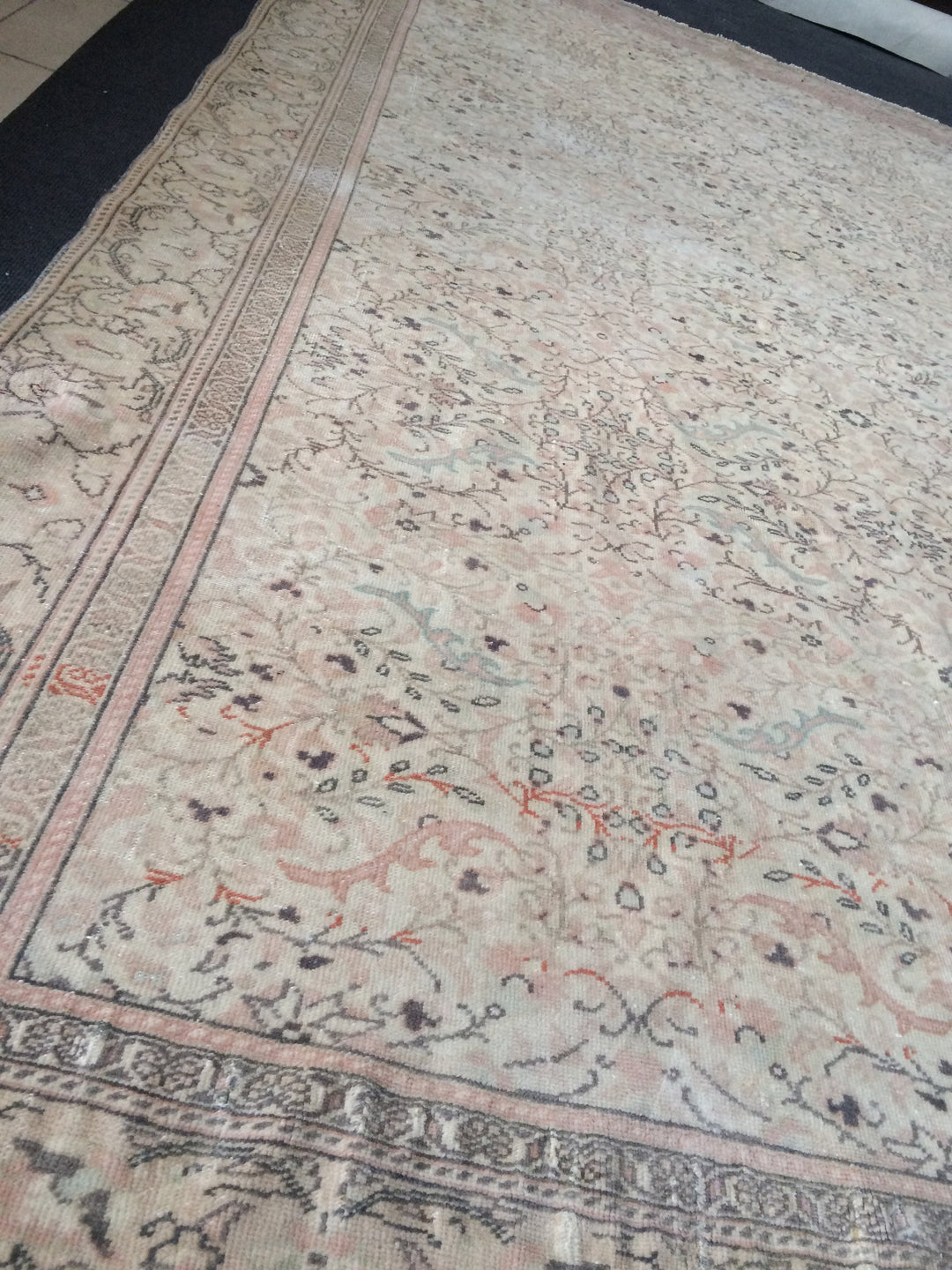 Rust Turkish Oushak Rug 6' x 9' 4" Hand-Knotted field