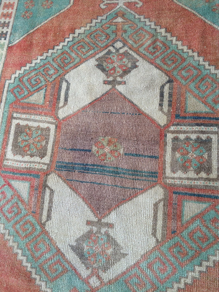 Turkish Oushak Rug Runner Hand-Knotted reverse