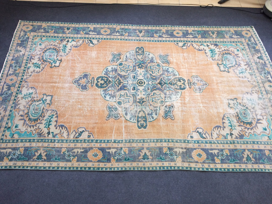 Beige Turkish Runner Rug 7' x 11' 5" Hand-Knotted view