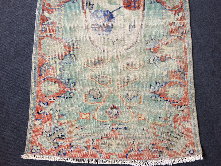 Beige Turkish Distressed Runner Rug 2' 5" x 4' 11" Hand-Knotted | No. WR78661