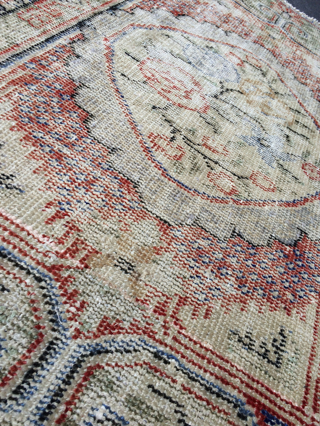 Beige Turkish Distressed Runner Rug 2' 1" x 4' 11" Hand-Knotted | No. WR24038