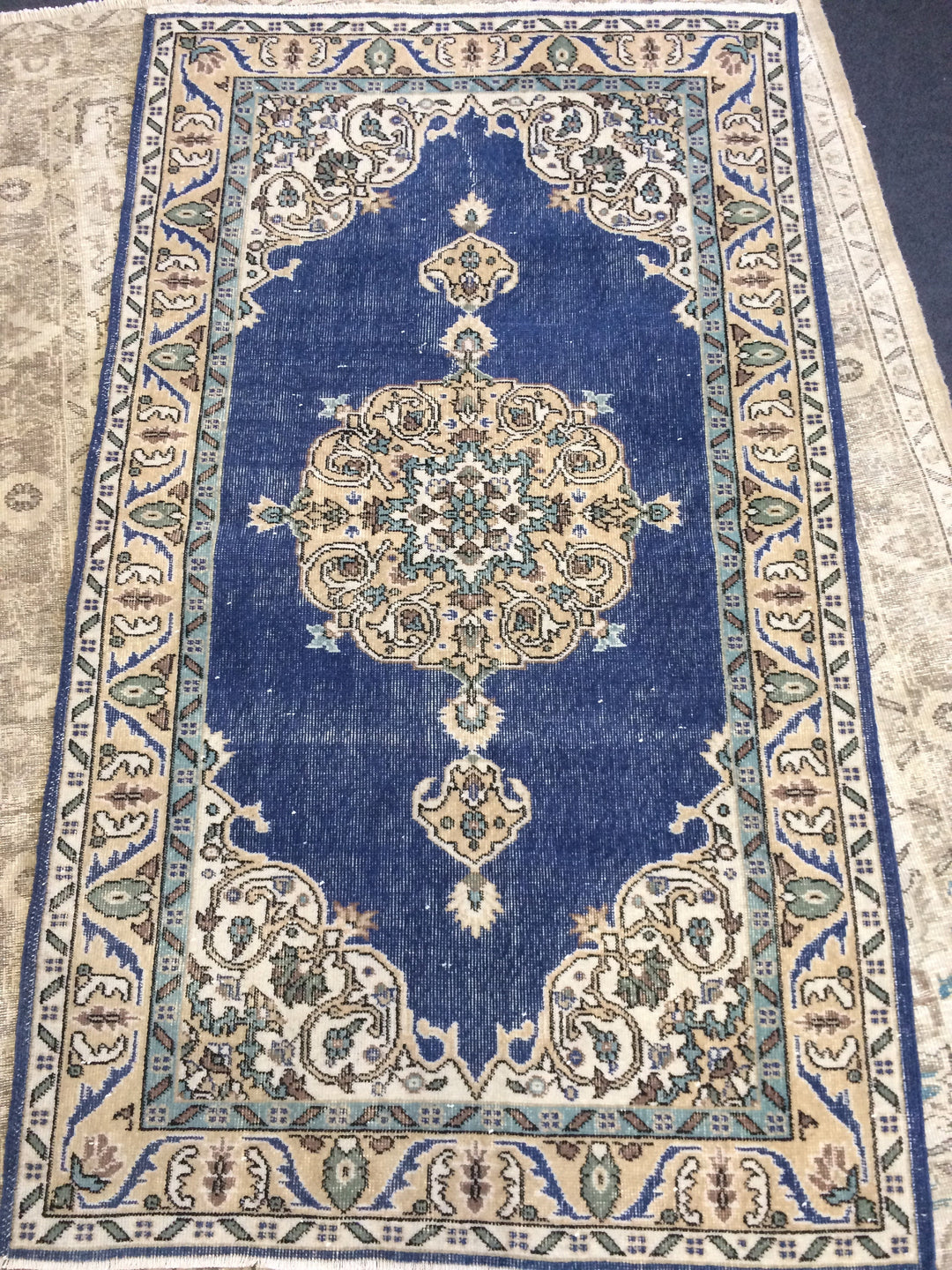 Blue Turkish Oushak Rug 4' x 7' Hand-Knotted | No. WR12977