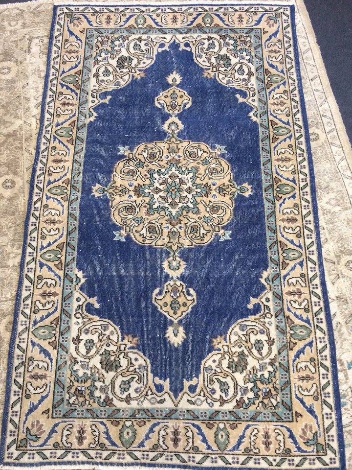 Blue Turkish Oushak Rug 4' x 7' Hand-Knotted | No. WR12977