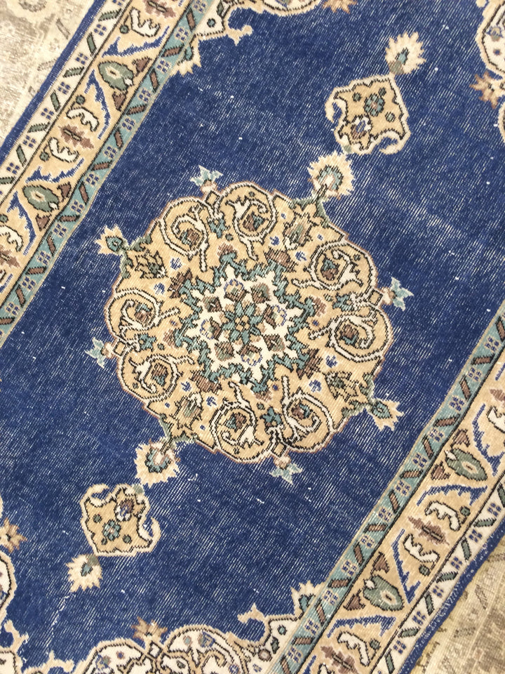 Blue Turkish Oushak Rug 4' x 7' Hand-Knotted | No. WR12977