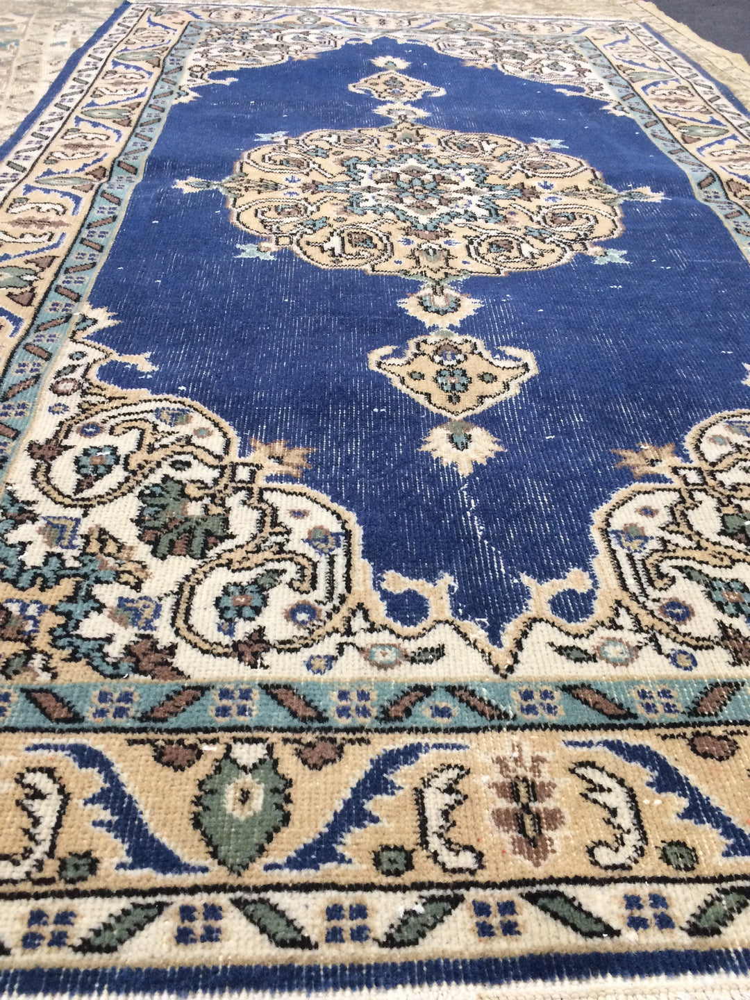 Blue Turkish Oushak Rug 4' x 7' Hand-Knotted | No. WR12977
