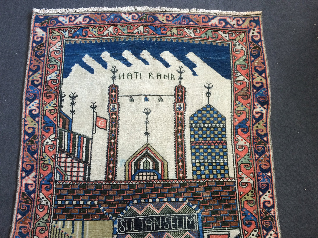 Turkish Oushak Rug 2'6" x 12'1" Hand-Knotted close-up