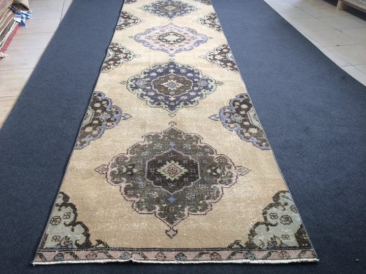 Turkish Runner Rug 3' x 12' 2" Hand-Knotted